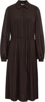 WE Fashion Dames midi plissé jurk met ballonmouwen