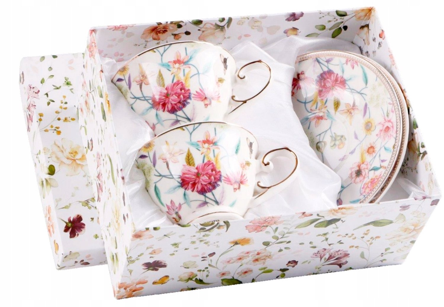 Veroni Felicita Porseleinen Kopjes & Schotels Set (220ml, 4-delig)