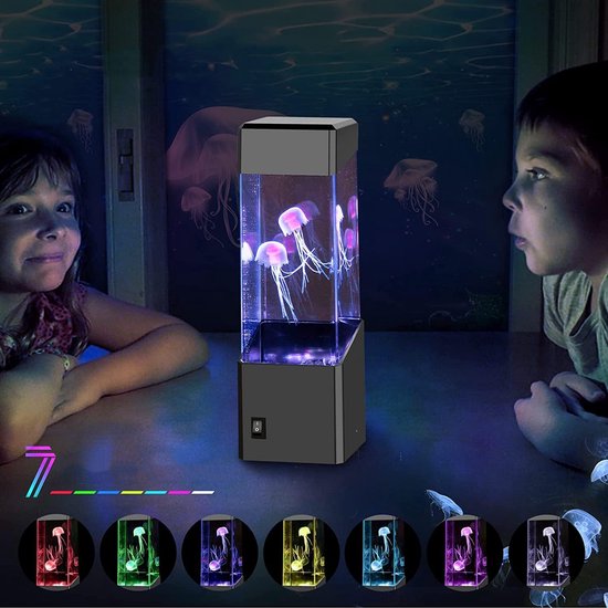 Kleurveranderende LED Kwallenlamp – Realistische Siliconen Kwallen En Betoverend Aquariumeffect – USB Of 3 AA-Batterijen – Rustgevende Sfeerverlichting – 70 x 70 x 230 mm – Cadeau Voor Kinderen En Volwassenen — afbeelding 3