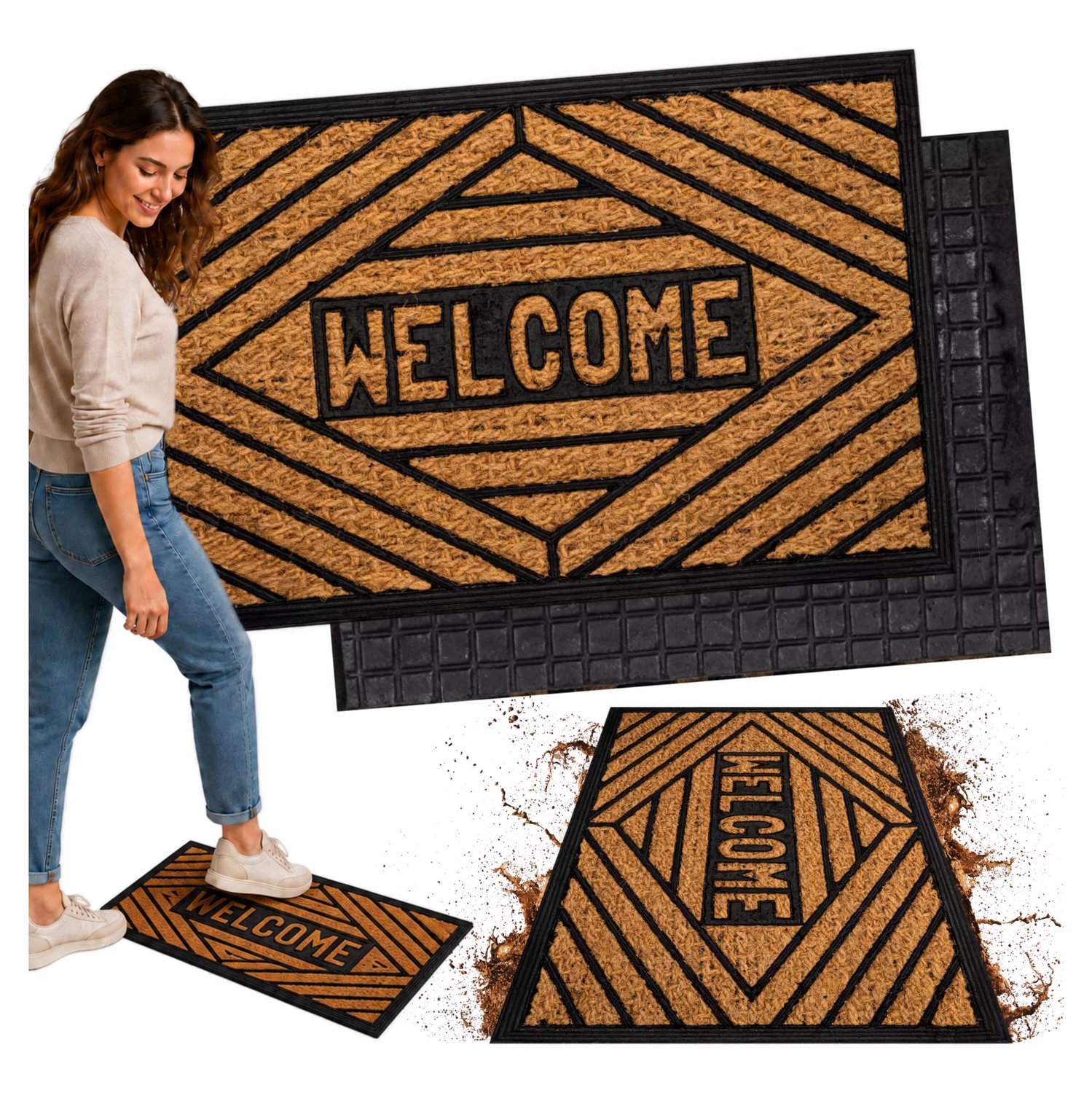 Deurmat Kokos Welkom 55x35 cm - Effectieve Vuilopvang voor de Entree