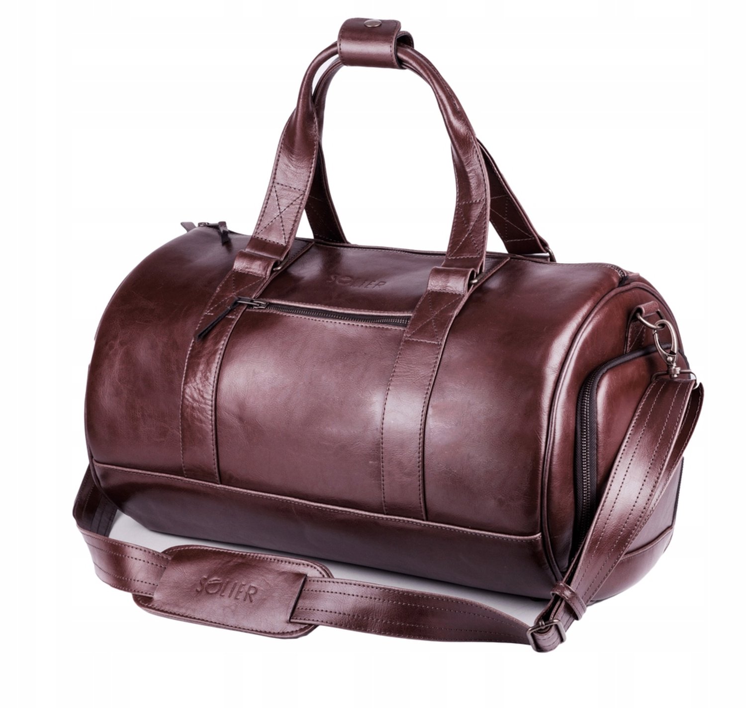 Leren Weekendtas Heren Handbagage Reisbagage Solier SL19 Brandon Bruin Bordeaux