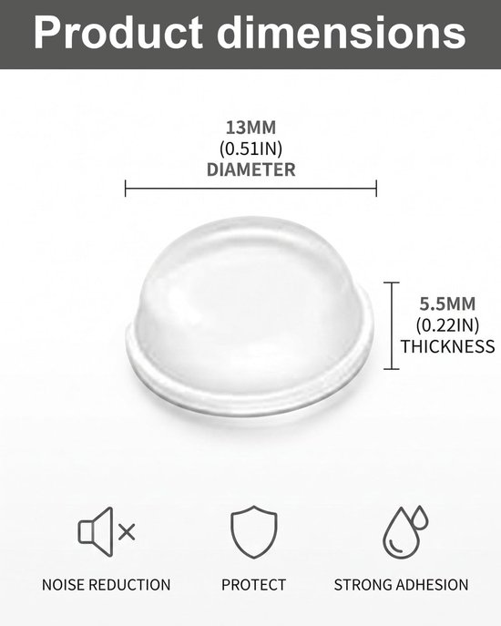 Zelfklevende Deurstoppers van Silicoon 25 x 13 mm - Geluiddemping en Bescherming voor Muren en Meubels, Schokbestendig en Ideaal voor Knoppen en Handvatten — afbeelding 2