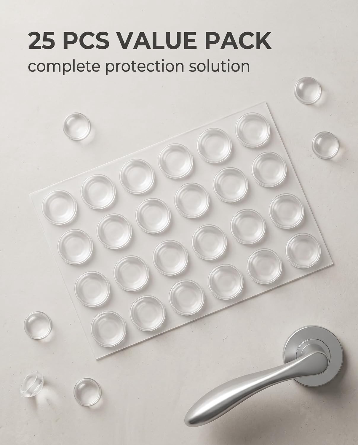 Zelfklevende Deurstoppers van Silicoon 25 x 13 mm - Geluiddemping en Bescherming voor Muren en Meubels, Schokbestendig en Ideaal voor Knoppen en Handvatten — afbeelding 3