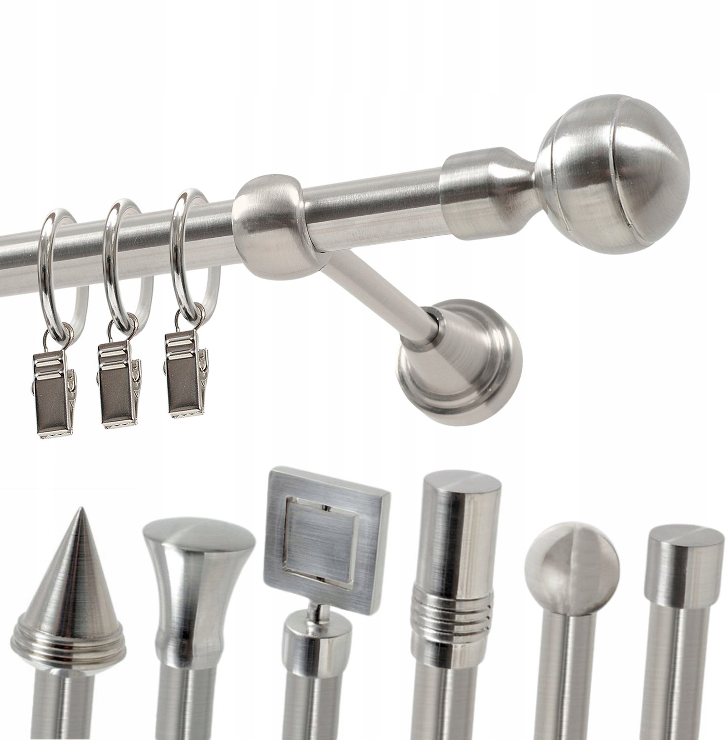 Enkele metalen gordijnroede 16 mm, 360 cm, met ringen
