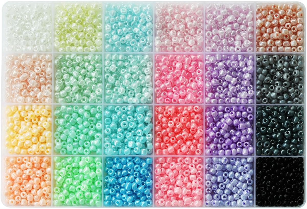 6/0 Glas Rocailles Ongeveer 4300pcs 24 Kleuren 4mm Losse Rocailles Kit Armband Maken Kralen Met 24-Grid Plastic Opbergdoos voor Sieraden Maken
