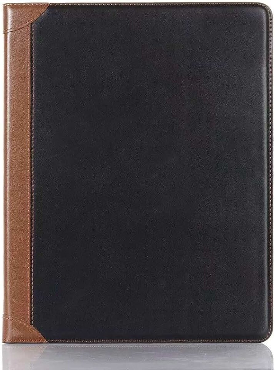 IPad Pro-3 4 5 6 (12,9 inch) hoesje met penhouder, iPad Air-6 (13'') hoesje, DMaos Business Vintage Book synthetisch lederen standaard folio smart cover - zwart