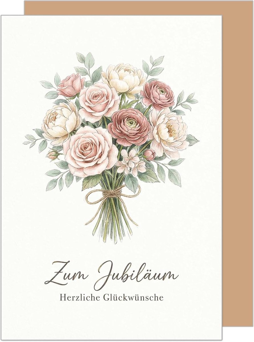 Seidel Premium wenskaart voor jubileum met envelop. Jubileumkaart Wenskaart Kaart Spreuken Jubilar Jubilarijn man vrouw collega viering bedrijf bloemen edel (J145 SW026)