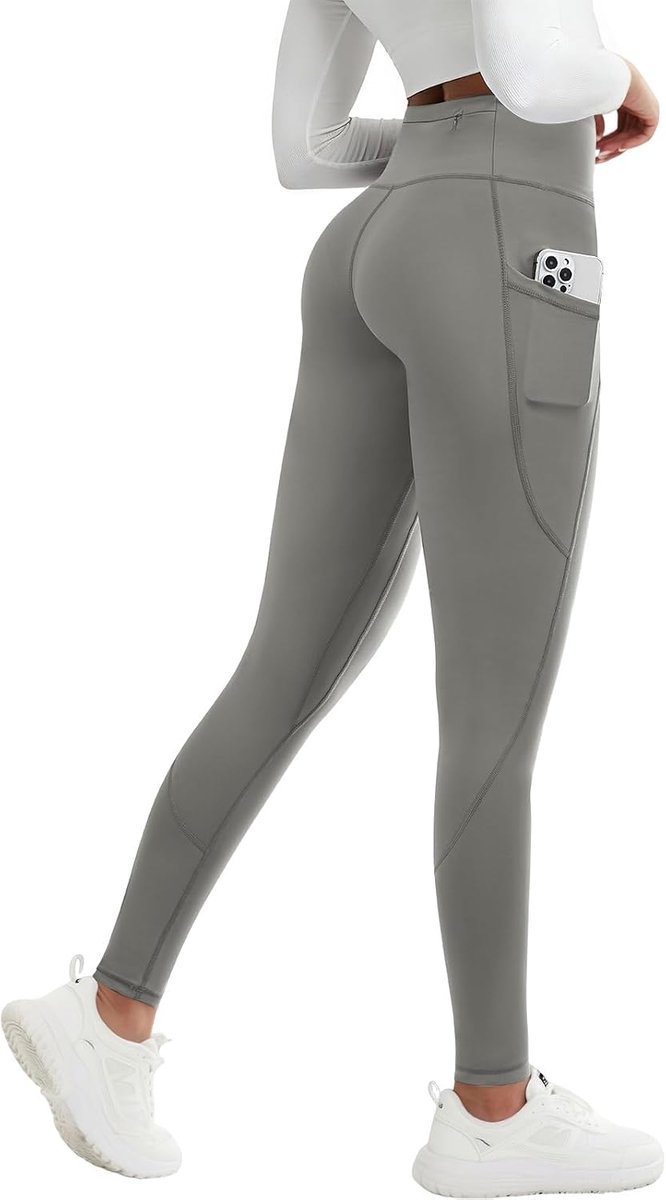 Legging voor dames, fleece gevoerde thermische legging, winter, hoge taille, waterdicht, warme yogabroek, sportbroek, lang, outdoor, thermische broek, hardloopbroek, panty met zakken
