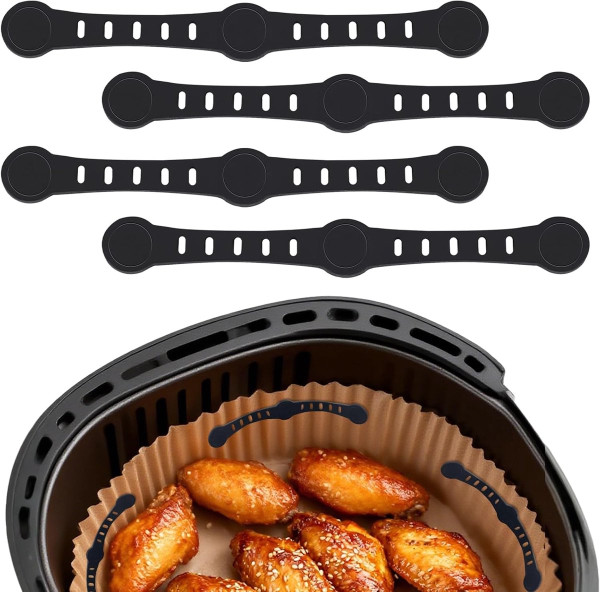 Magneten voor airfryer bakpapier, siliconen hittebestendige magneetgespen voor het vastzetten van bakpapier, voorkomen wegglijden en verbranden, accessoires voor heteluchtfriteuse