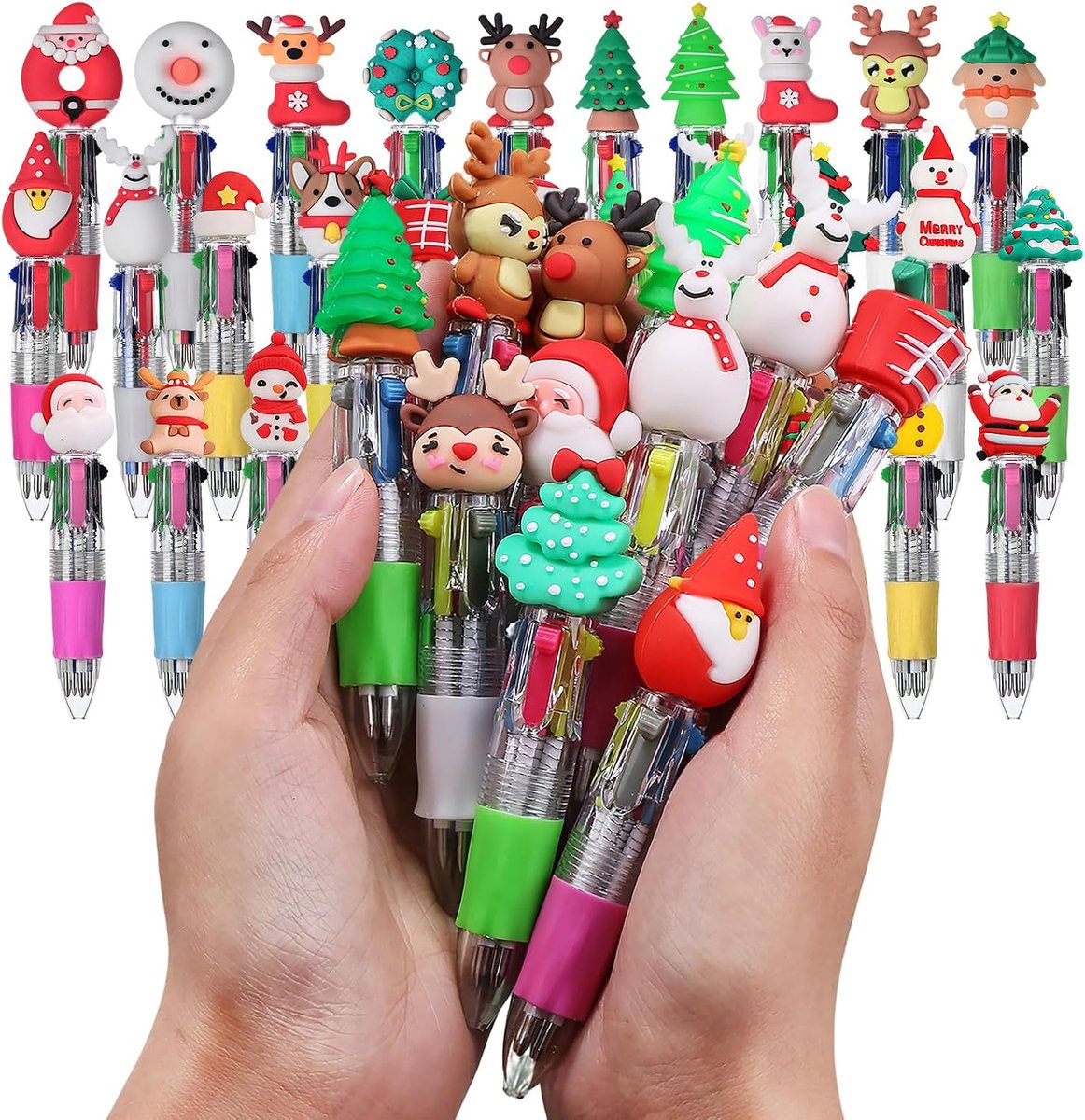 30 stiften kerstpatronen gadget verjaardag kinderen cadeautje eind feest verjaardag pennen meerkleurig kinderen 4 kleuren intrekbare grappige gadgets voor schattige dieren schrijfwaren