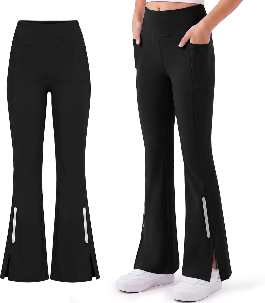 Meisjeslegging met 2 zakken, broek met wijde pijpen, sportkleding voor kinderen van 7-15 jaar