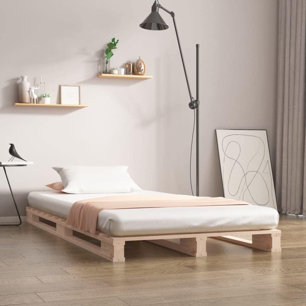 Grenenhout klassiek palletbed naturel 75x190 cm
