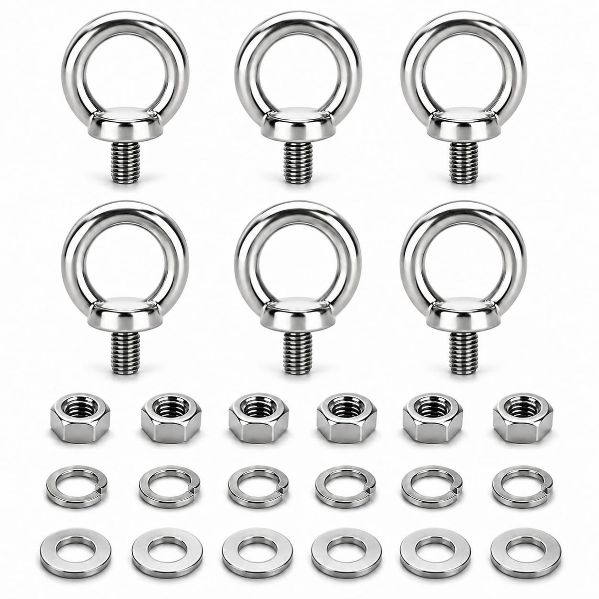 Ringbouten set 24 stuks 304 roestvrij staal 4 soorten oogbouten