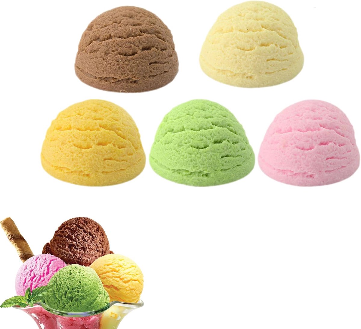 Nep ijs nep ijs bal model nep cake dessert voedsel realistisch nepvoedsel voor thuis, keuken, bruiloftsdecoratie, bakkerij (5, ijs)