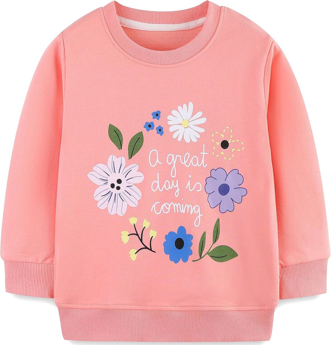 Sweatshirt voor meisjes, kindertrui, katoen, lange mouwen, ronde hals, 1-12 jaar
