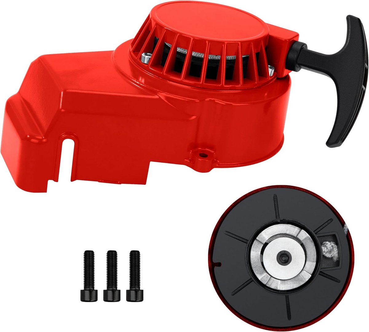 Trekstarter voor motorfiets, eenvoudige trekstarter van aluminium voor 2-takt, 47 cc, 49 cc, ATV, minimoto, pocket, dirtbike, scooter, chopper, rood