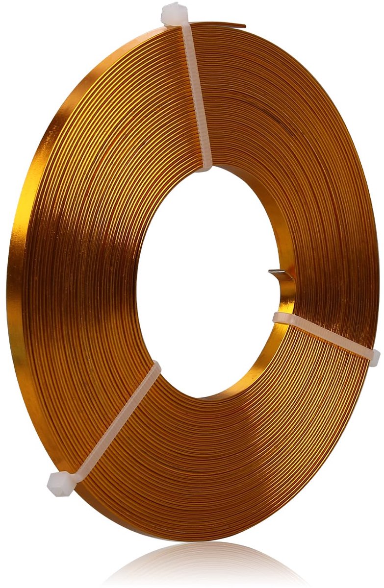 Draad - 5 x 1 mm - 10 meter brede platte sieradendraad voor setting, modelleren, armaturen, sieraden maken - Goudgeel