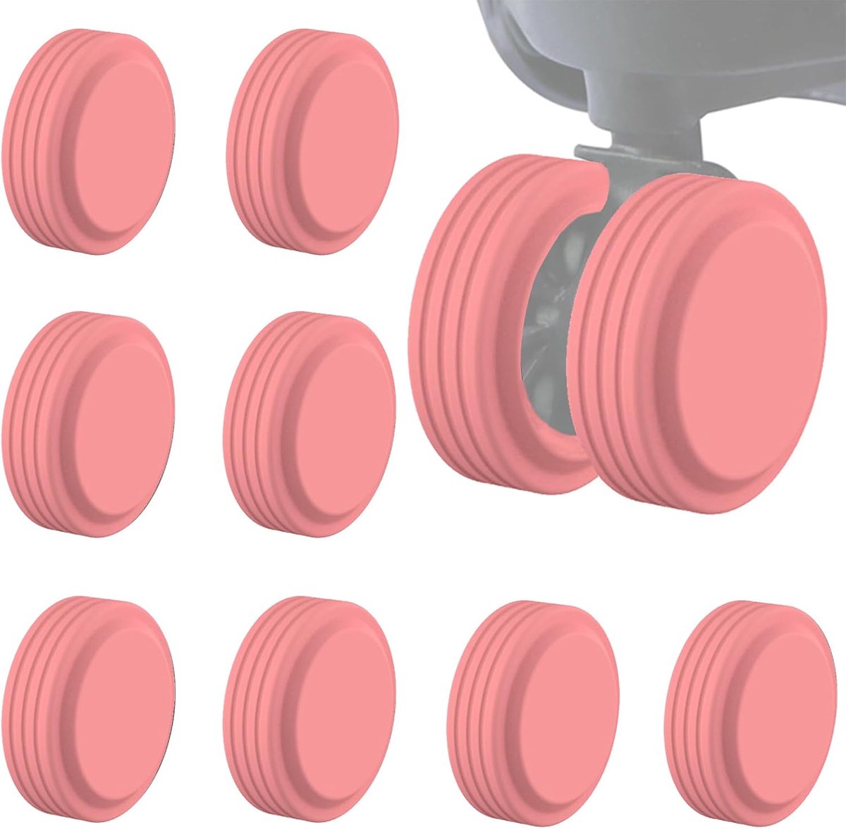 8 stuks bagagehoezen voor koffers, siliconen bagagewielhoes, voor handbagage met spinnerwielen, bagagesets, roze, Universeel