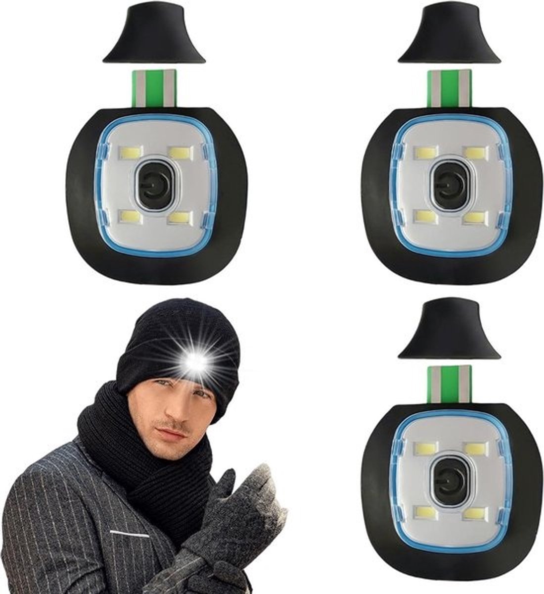Reservelampjes voor muts - 3 stuks LED verlichting - oplaadbaar via USB - wit licht .