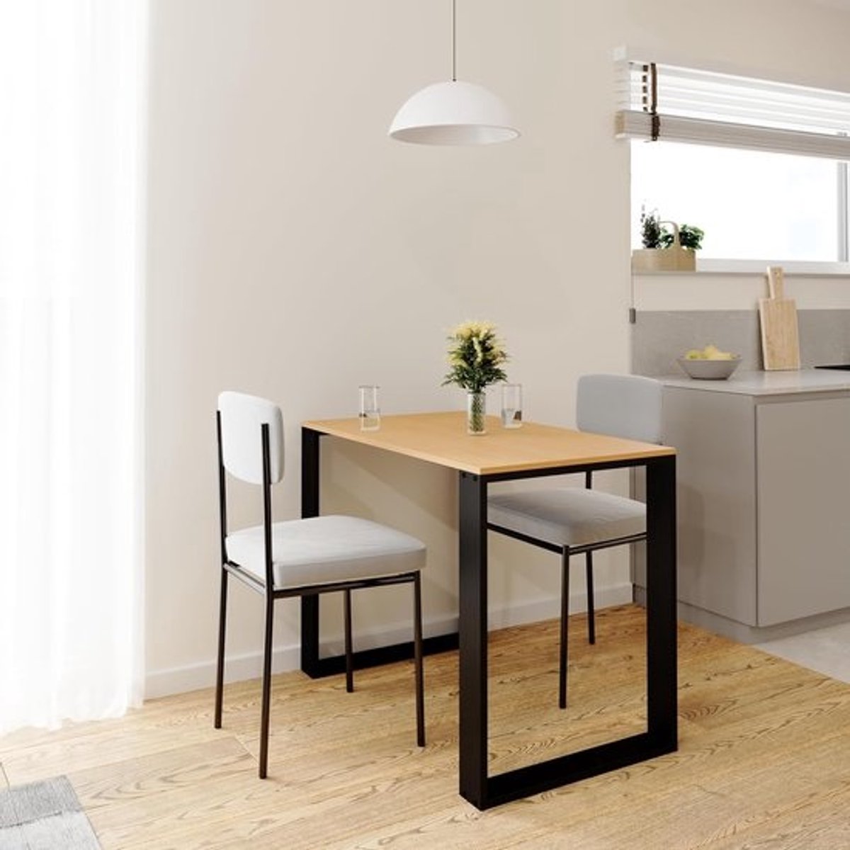 Rechthoekige eettafel met laminaat blad en stevige PVC rand - Modern design en eenvoudig te monteren