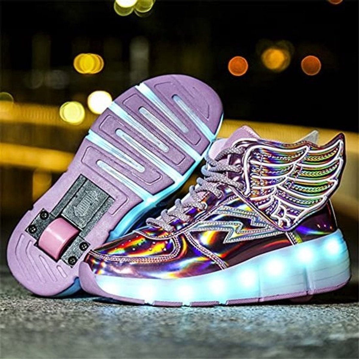 LED Skateboardschoenen voor Kinderen met Drukknop en Wielen - Inline Skates voor Jongens en Meisjes