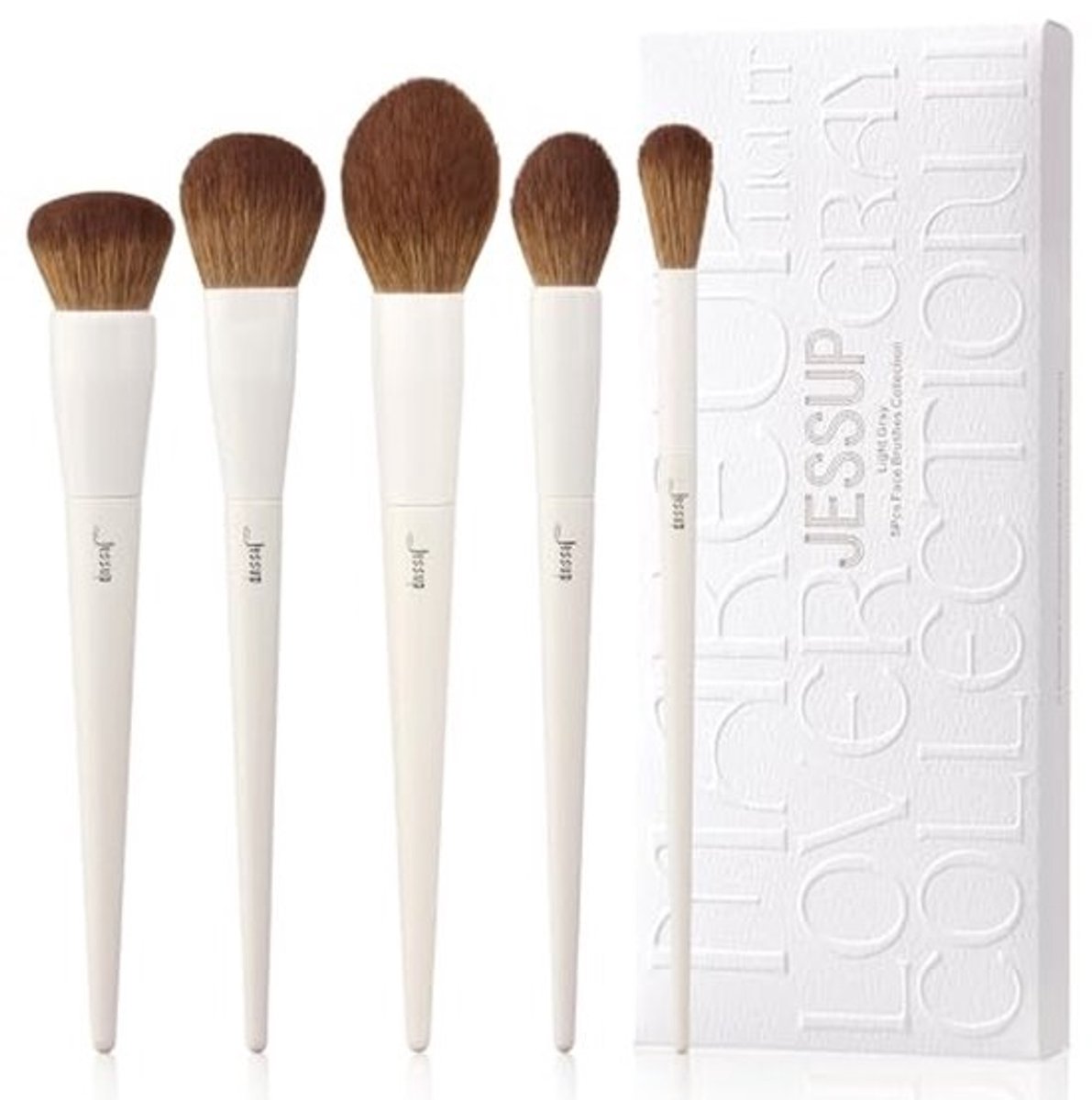 Vegan Make-upborstelset - 5 Stuks voor Gezichtsmake-up met Zachte Kwasten
