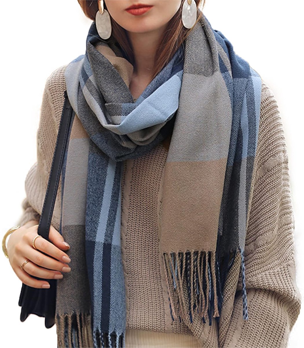 Damessjaal XXL warme, zachte gebreide, geruit, winter, herfst, wol, beschermend, halsdoek, poncho, cape, 11