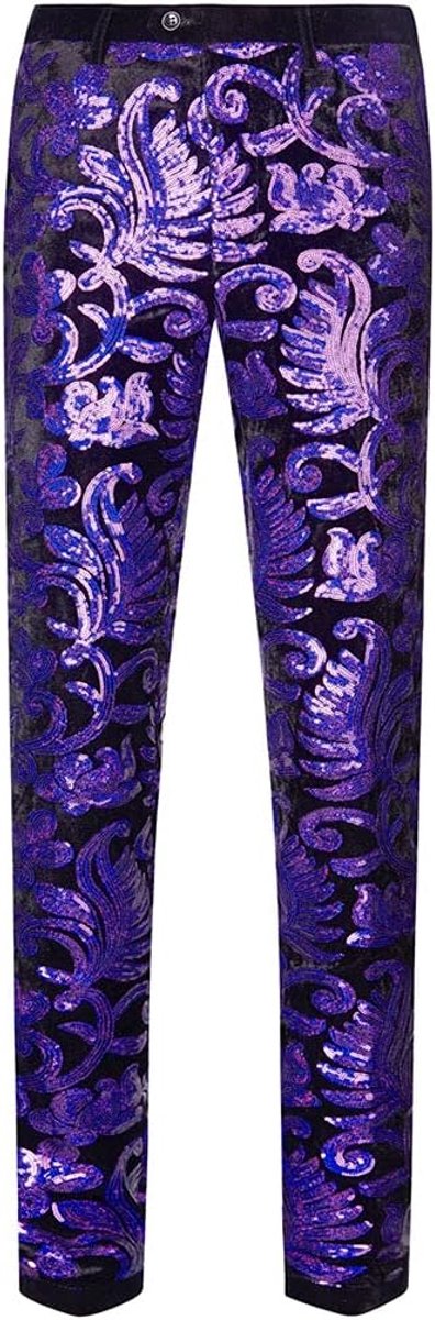 Bloemenpatroon, glanzende pailletten, fluwelen broek
