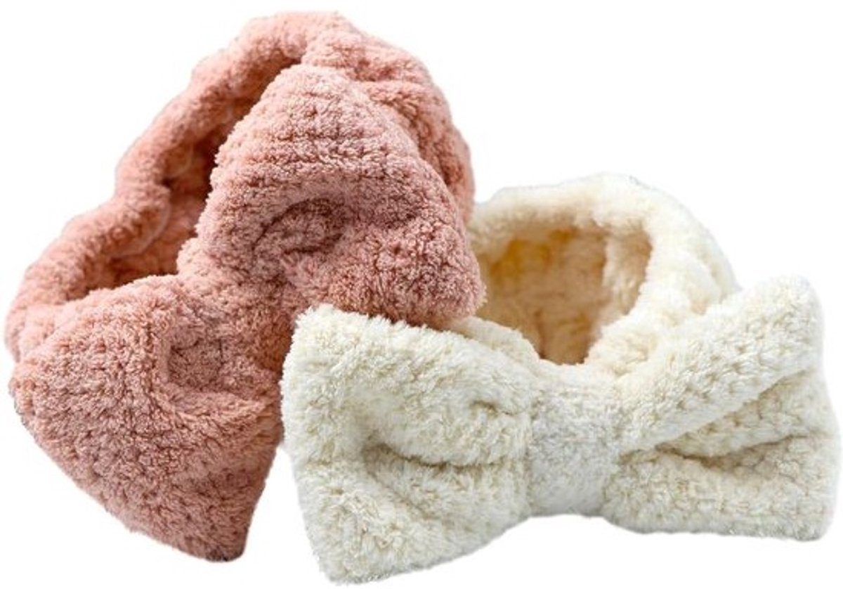 Elastische haarbanden - voor gezichtsverzorging, make-up en yoga - 2 stuks met strikdesign - voor comfort en stijl