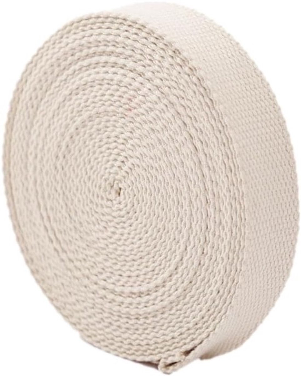Katoenen band van 10 yards x 25 mm - Voor creatieve projecten en DIY-tassen - Beige voor schouderbanden en kledingdecoraties