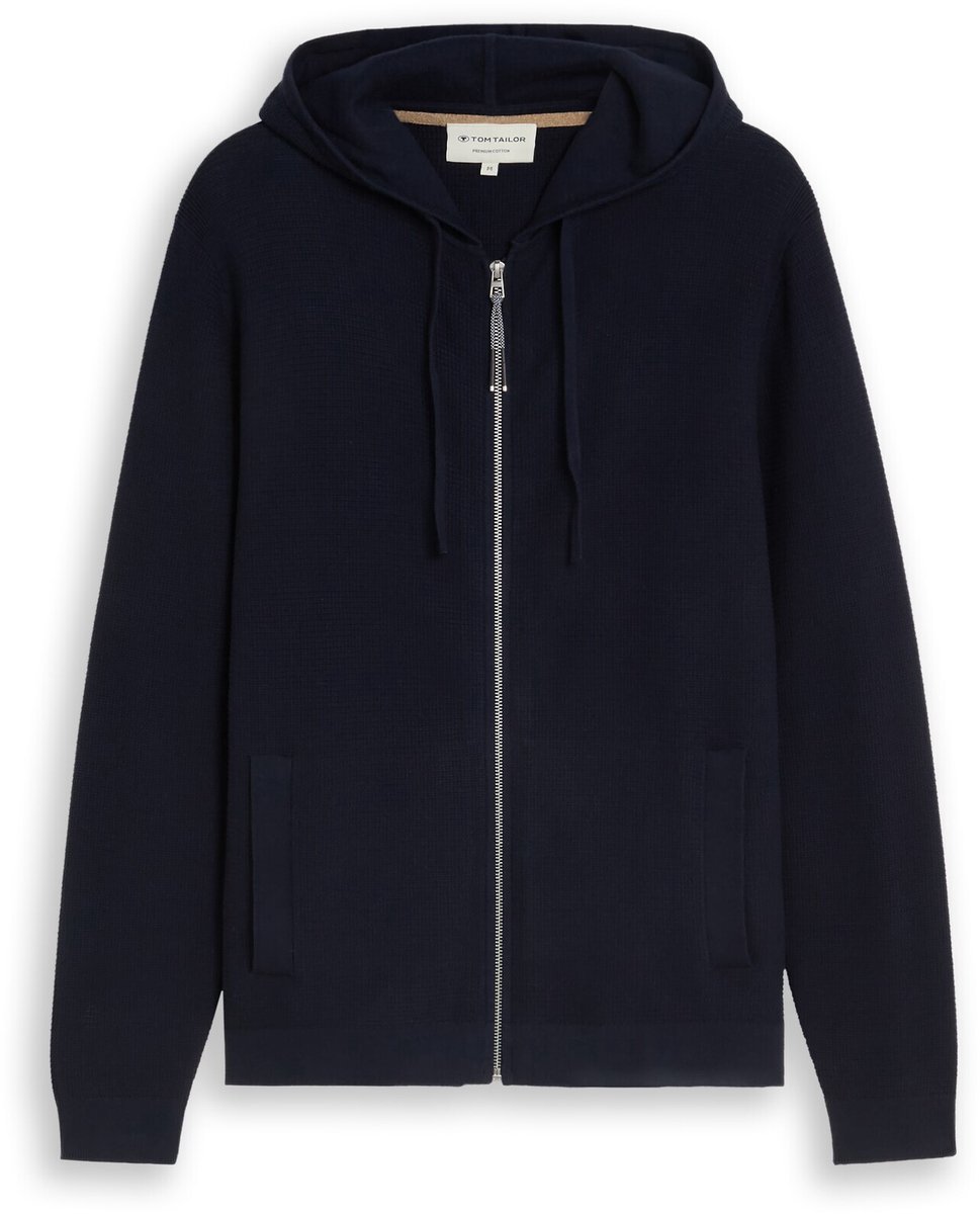 Tom Tailor - Gebreid vest met capuchon - Maat XXXL - sky captain blue