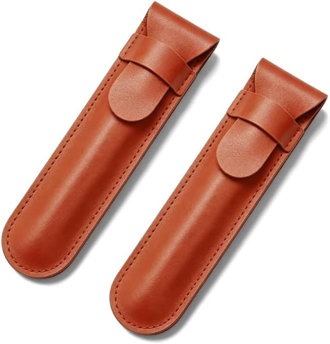 2 stuks lederen pennenetui, Oranje, 36 gaten, Schattig