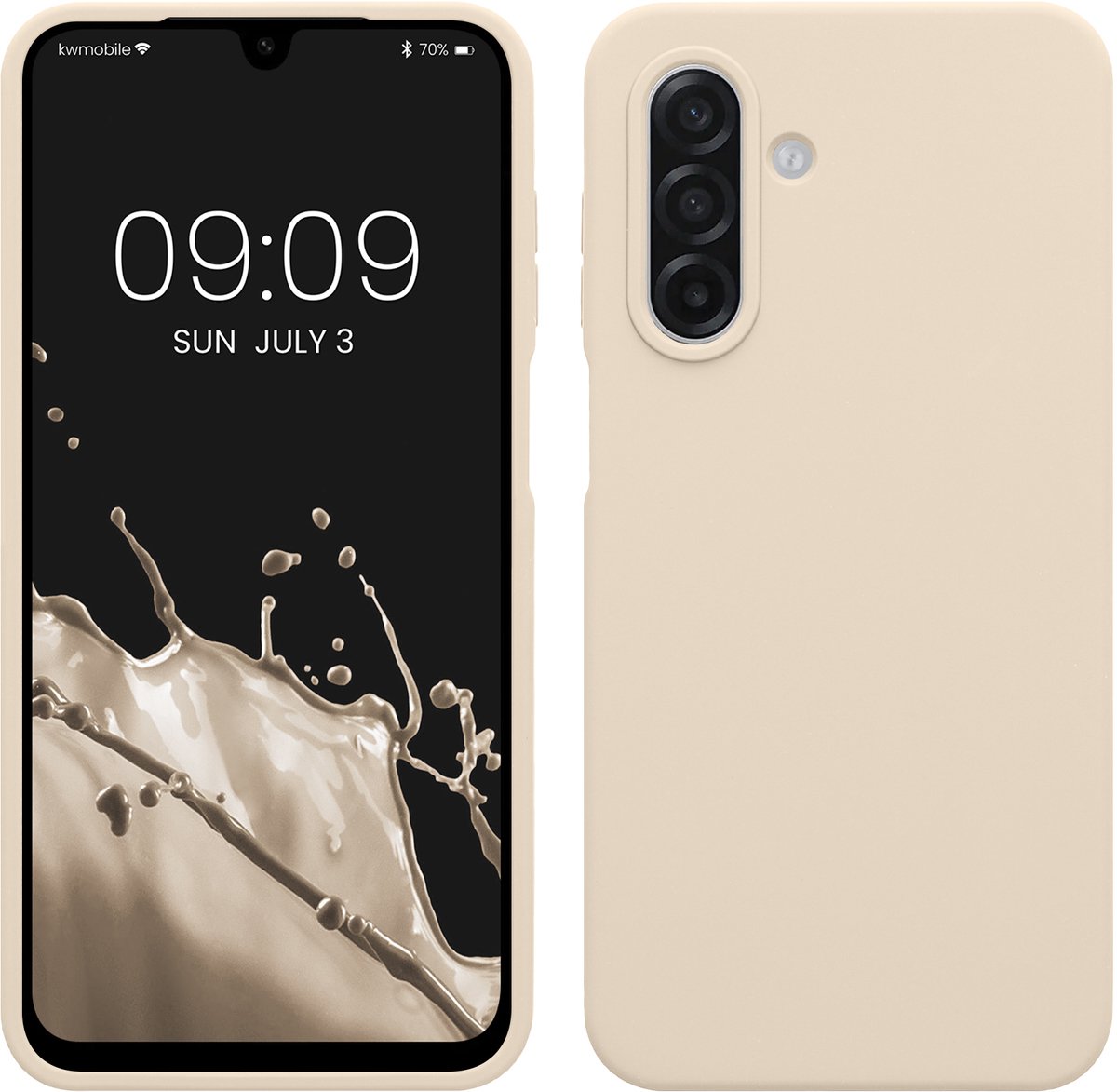 kwmobile telefoonhoesje geschikt voor Samsung Galaxy A18 4G / 5G - Hoesje met siliconen coating - Smartphone case in mat crème