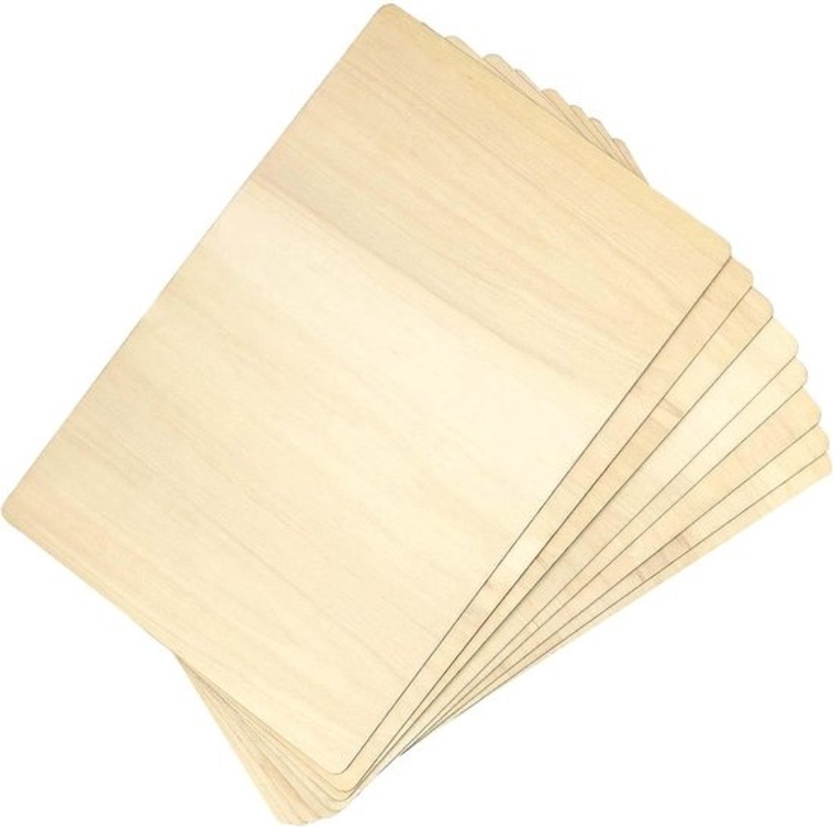 Set van 8 populierenhouten platen 400 x 250 x 4,4 mm - Onbewerkte DIY-bladen