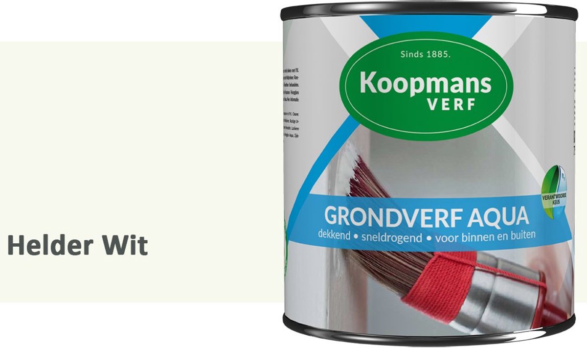 Koopmans Grondverf Aqua – Watergedragen Biobased Grondverf voor Hout & Metaal – Binnen en Buiten – Helder Wit – 750 ml