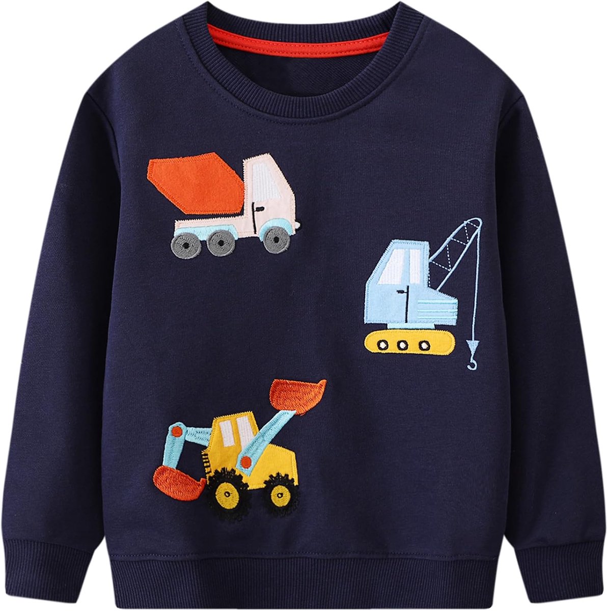 Sweatshirt voor Jongens Katoenen Trui met Ronde Hals Dinosaurus Graafmachine Patroon Pullover Kerstman Eland Print Jumper Warme Lange Mouwen Sweater Herfst Winter Top voor Kinderen 2-7 jaar