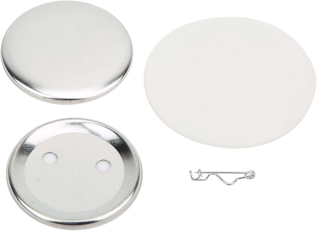 100 Sets 56Mm Badge Pin Knop Onderdelen Maken Levert Diy Ambachten Materialen Ronde Blank Metaal Voor Maker Machine, Inclusief Shells Back Cover Clear Film Componenten