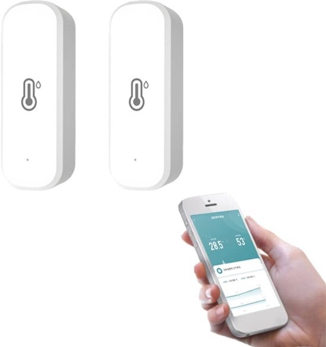 Draadloze WiFi Temperatuur en Vochtigheidssensor - 2 Stuks