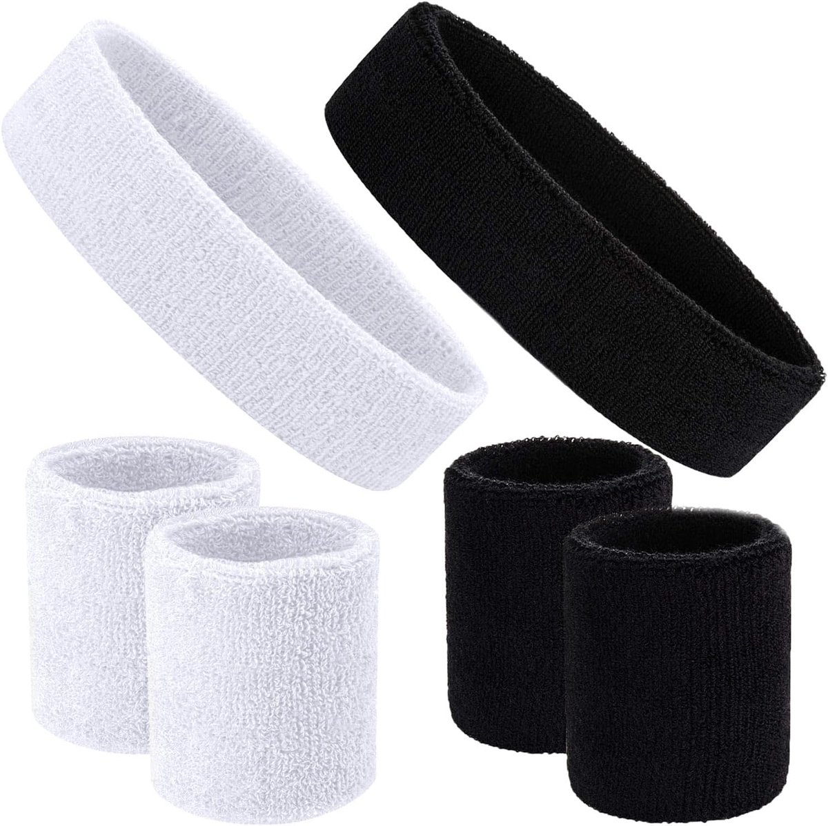 6 stuks zweetbandenset, katoen sport atletische hoofdband polsband, herbruikbare polszweetbanden, voor fietsen, hardlopen, tennis, basketbal
