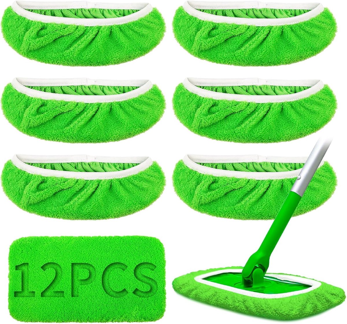 12 stuks vloerdoeken compatibel met Swiffer vloerwissers, 25,4 x 11,5 cm, vochtige vloerdoeken, droog, compatibel met Swiffer Sweeper Mop, herbruikbare vloerdoeken, vochtig voor ramen en