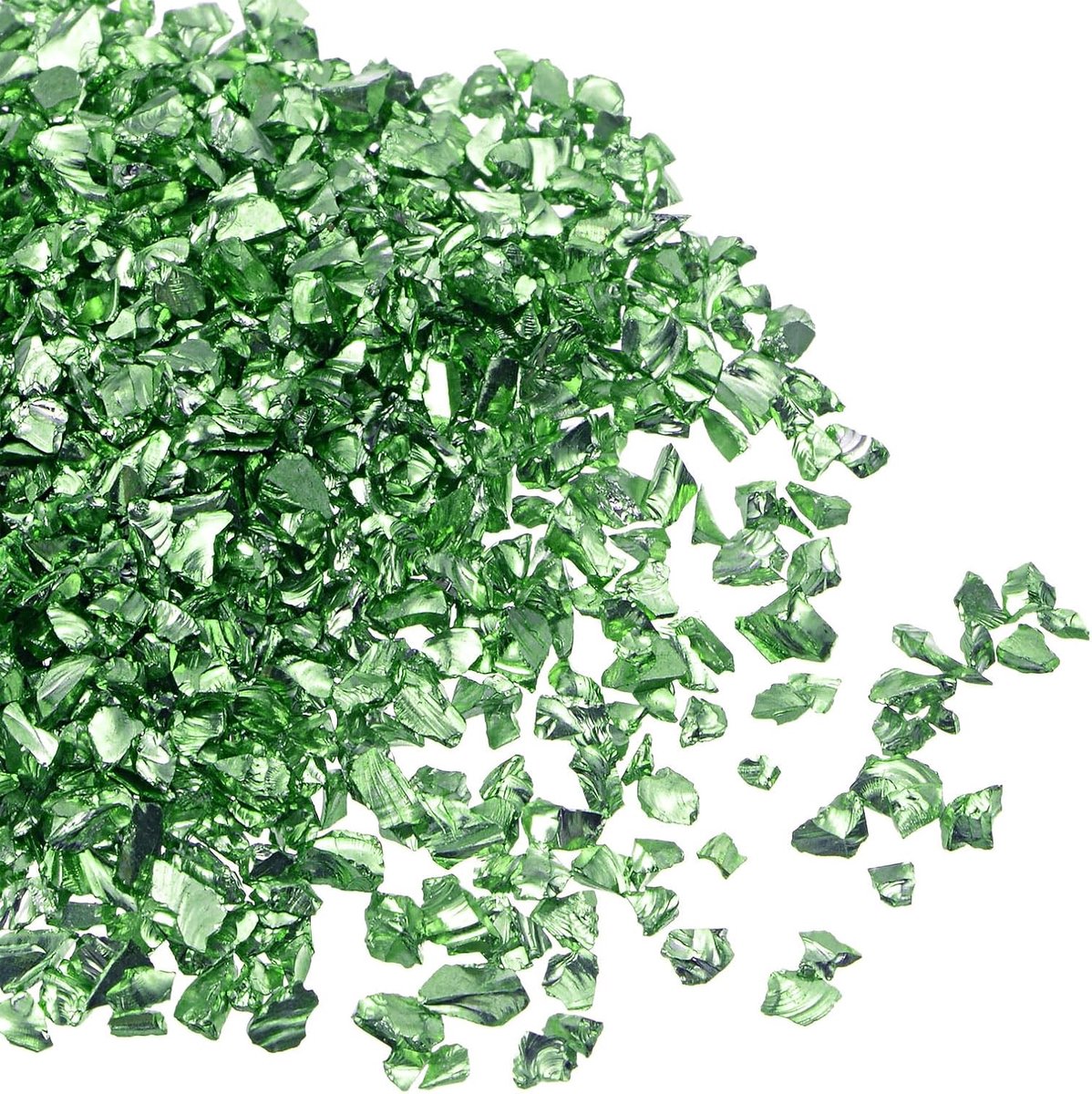 Glassplinters, 2-4 mm x 20 g, onregelmatig metalen glas in grasgroen voor doe-het-zelf decoratie en nagelkunst, elektrisch geplateerd oppervlak