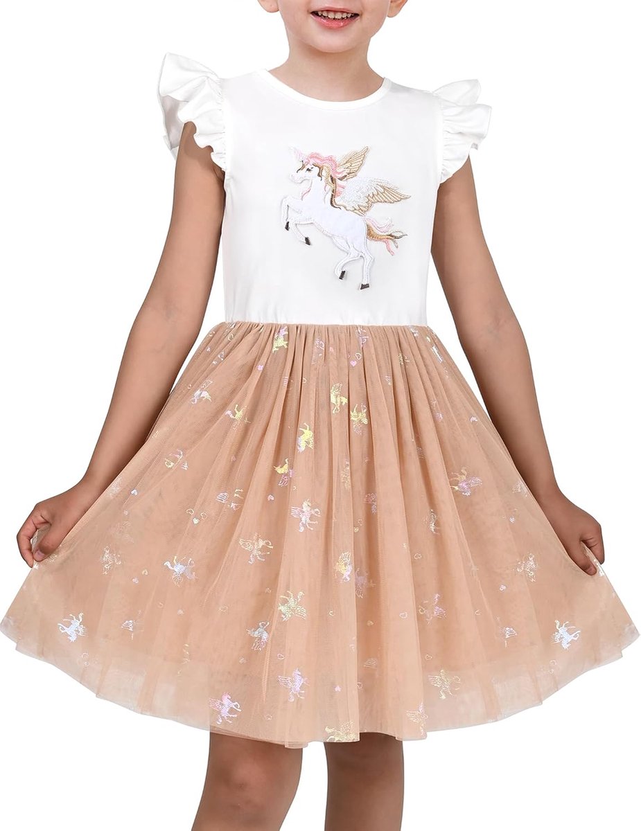 Jurk Roze Pailletten Bruiloft Hallo laag Tule Rok Tutu Flutter mouw 4-8 jaar