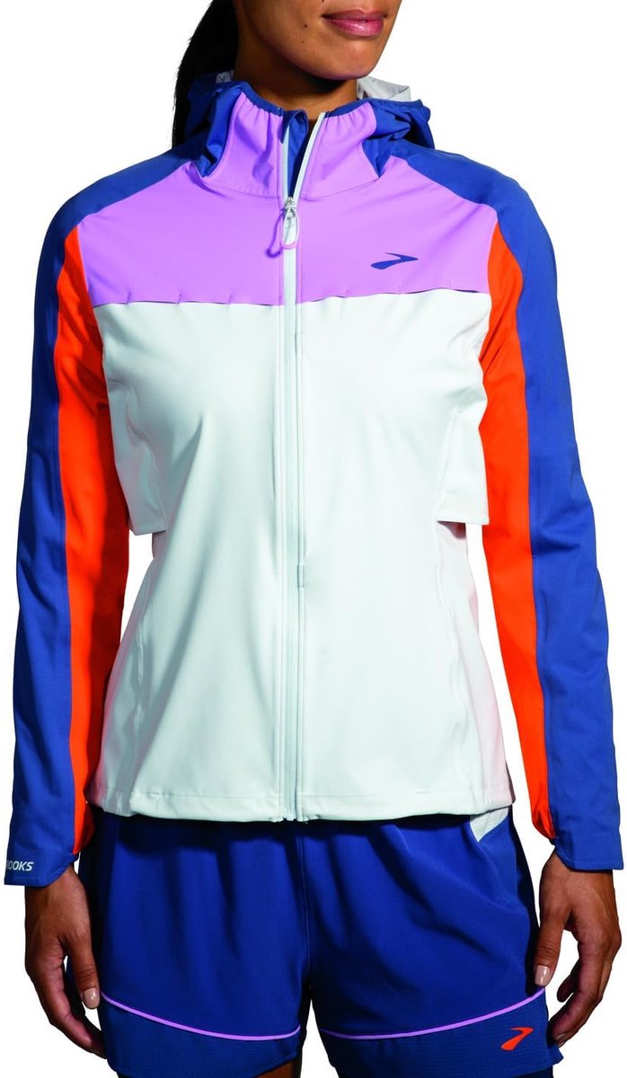 Brooks High Point Waterproof Jacket Licht Leisteen/Fel /Aegeïsch Oranje
