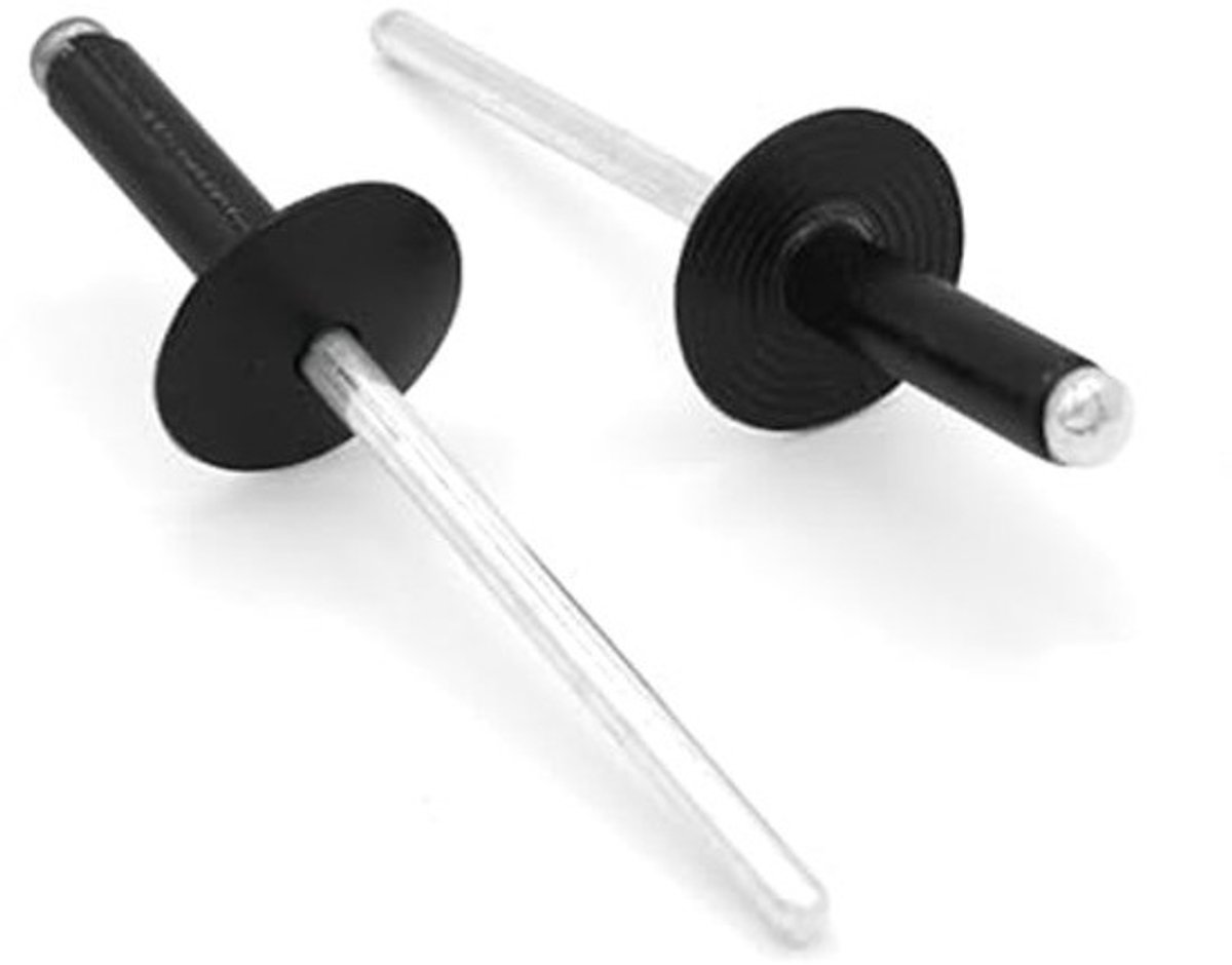Aluminium klinknagels met brede kop 4,8 x 20 mm - Zwart (100 stuks)
