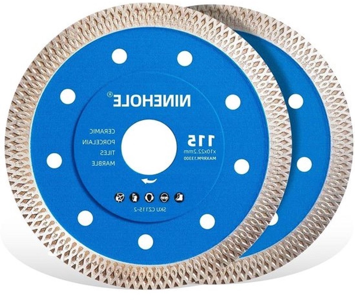 Diamantdoorslijpschijven - Tegelschijven - Precisie Tegels Snijden - Extra Dunne Slijpschijven - 115 x 222 mm - Zilver