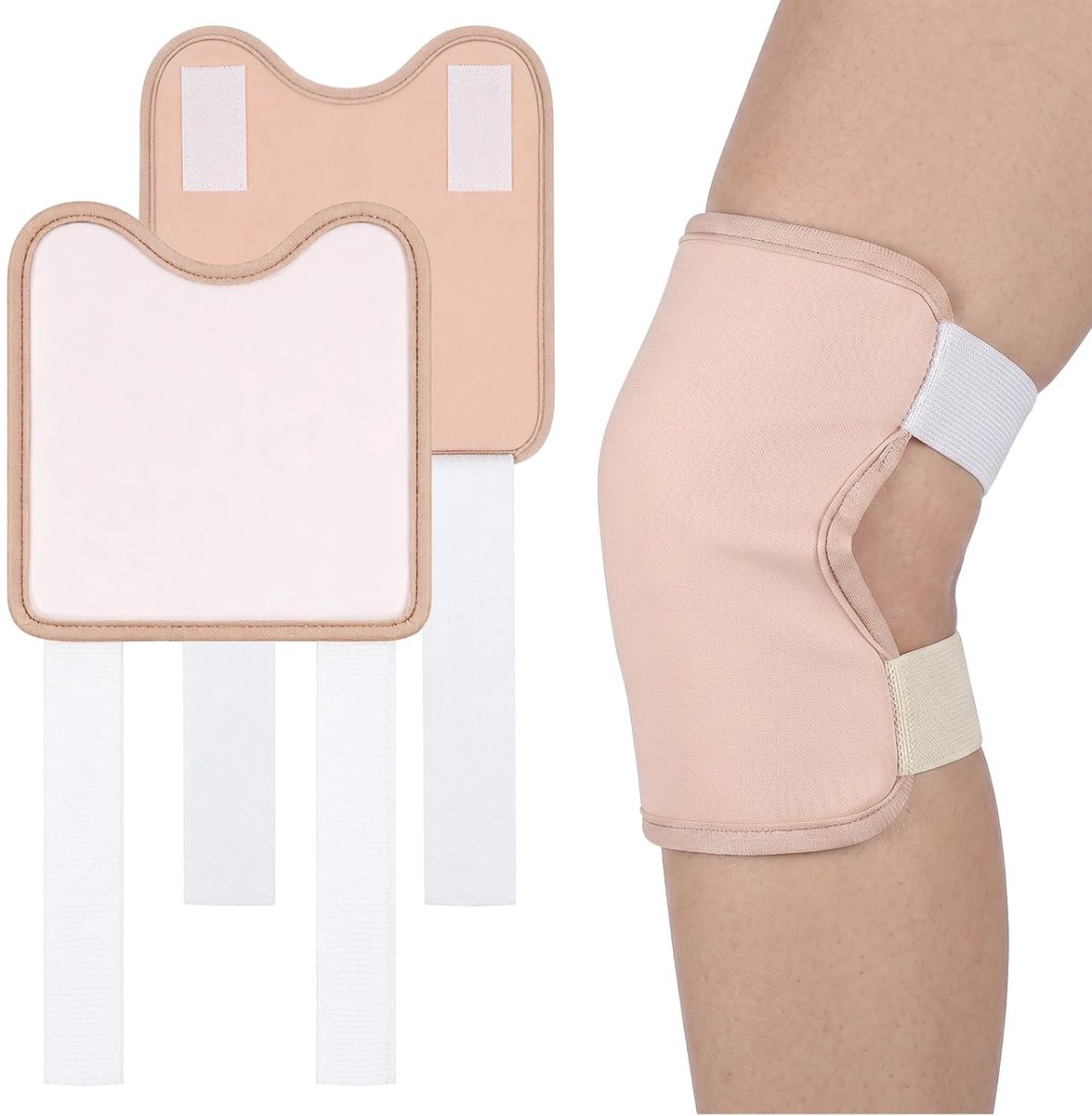Kniebandage voor dames, 2 stuks, bamboe kniebrace voor dames, ricinusolie, compressie, kniebandage, verstelbare klittenbandsluiting, kniebrace met compressie, sportkniebeschermers voor artrose