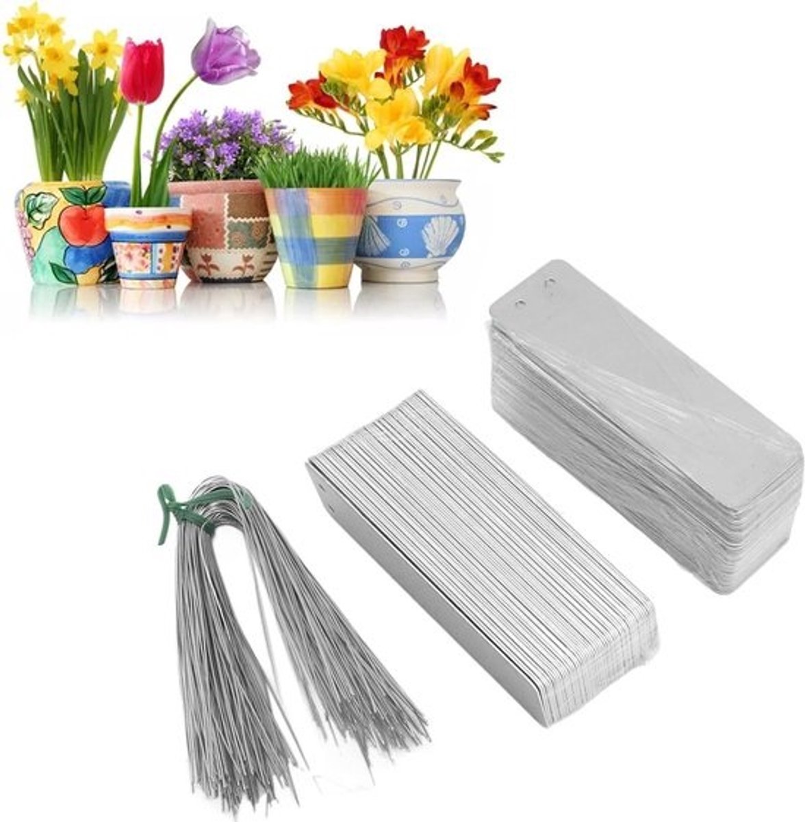 VVGoods - 100 stuks aluminium plantetiketten met metalen draden en waterdichte buitenplantmarkeerders.