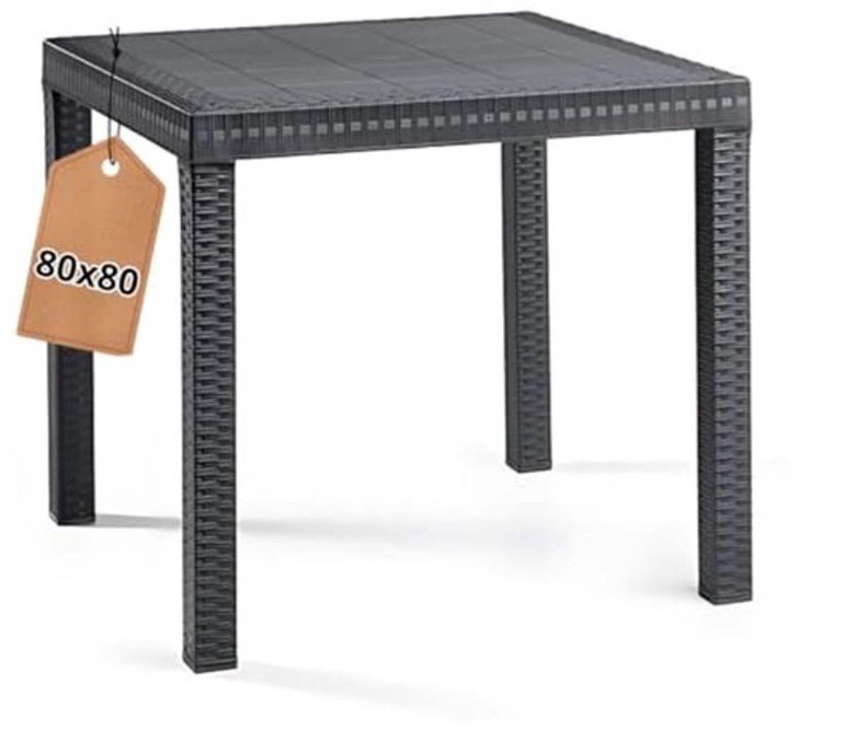 Vierkante tuintafel voor buiten, rotan effect, 4-zits - Eettafel voor balkon en terras