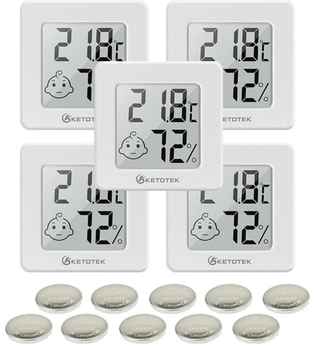 Digitale mini-hygrometer en thermometer set van 5 voor binnengebruik