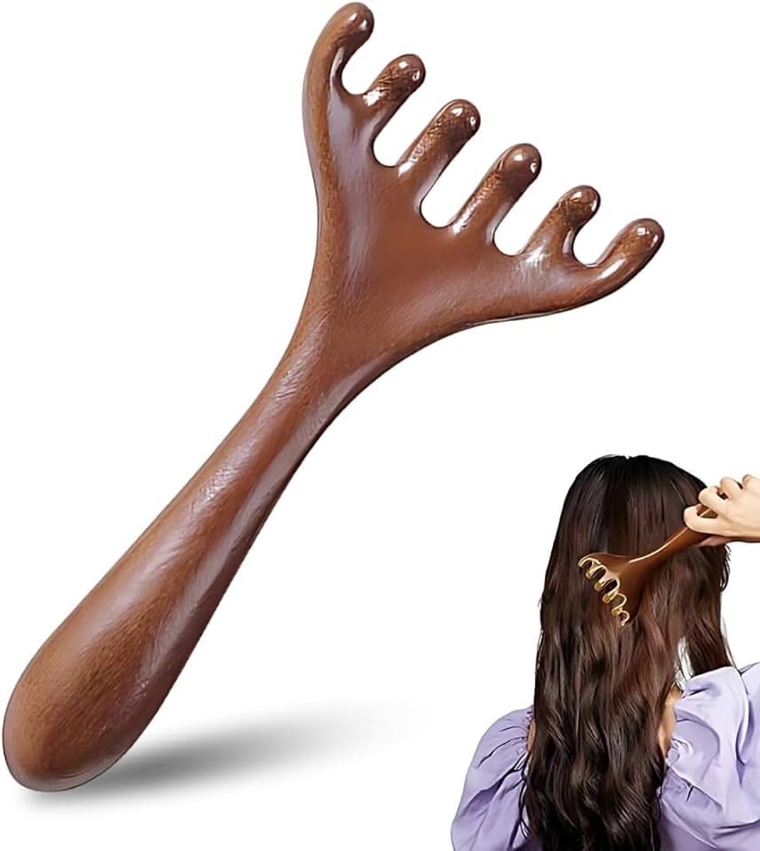 2 stuks massagekam, sandelhout, handgemaakte kam voor de hoofdhuid, kam voor hoofdhuid, meridiaan-massagekam, ontspanningscadeau voor vrouwen